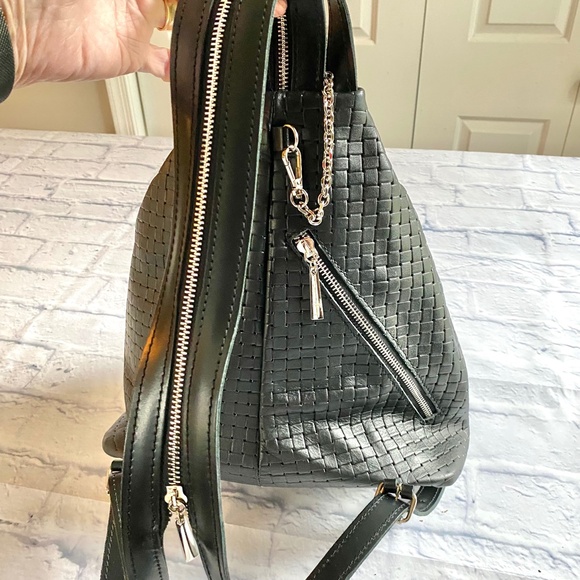 HANDCRAFTED WOVEN REAL LEATHER BACKPACK NWOT - Picture 9 of 10